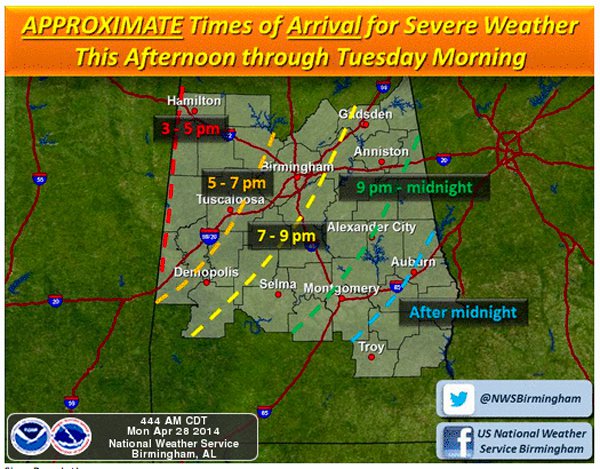 Severe weather expected April 28-29 2