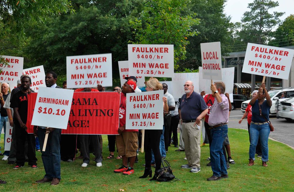 Faulkner Minimum Wage Protest